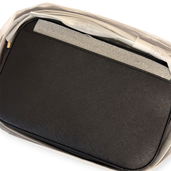 Michael Kors Jet Set Large Saffiano Leather Crossbody | Black/Gold | New - Picture 7 of 8